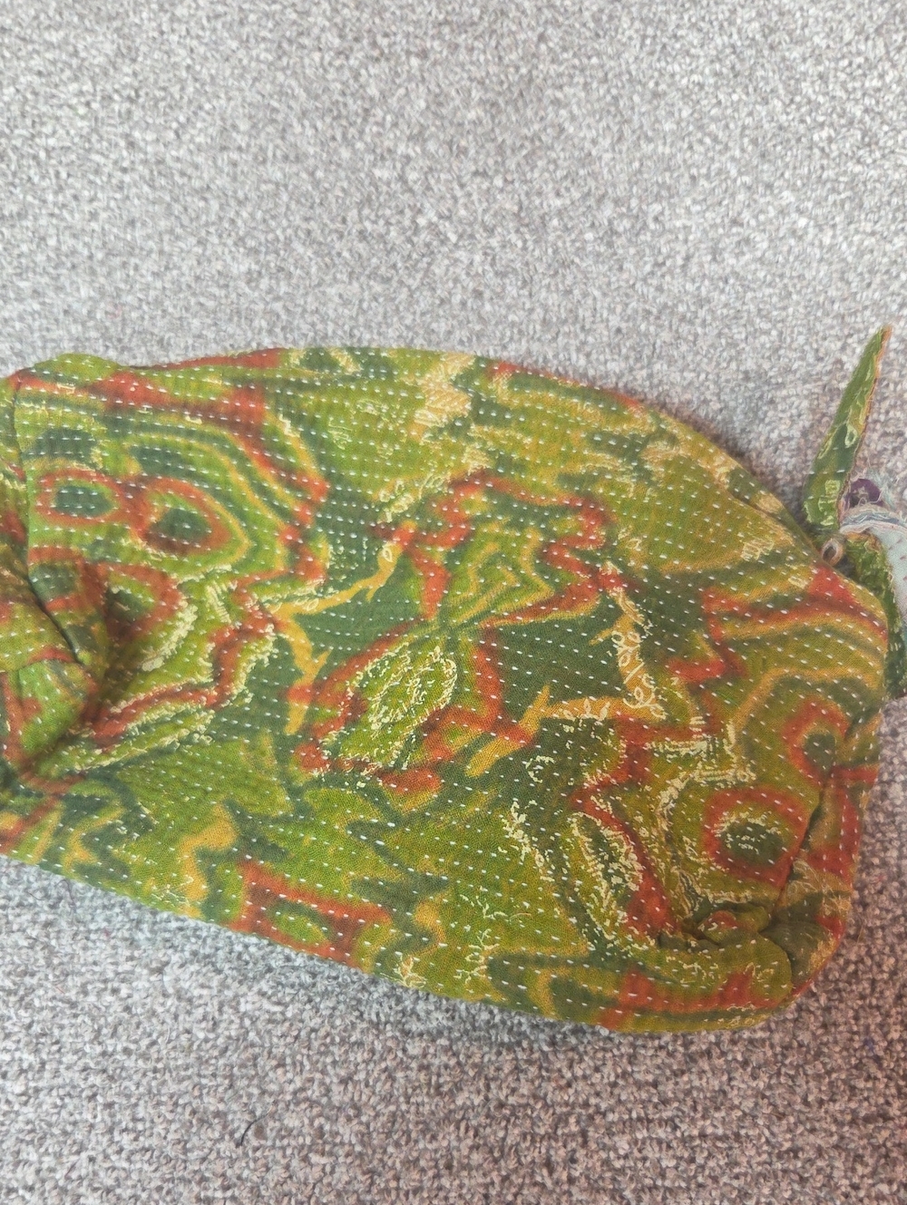 Handcrafted Green Kantha Pouch #82